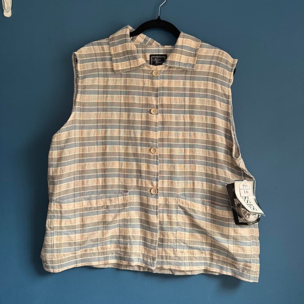 Vintage 90s Deadstock Tank Women's Plus Size 16‎ Kaitlyn O'Farrel Stripe Check